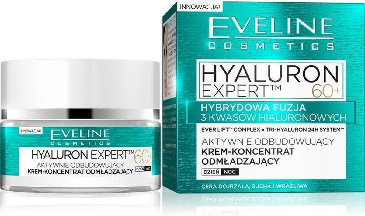 Eveline Cosmetics Hyaluron Expert 60+ Aktywnie Odbudowuj?cy Krem-koncentrat Odm?adzaj?cy Dzie?/noc 50ml (w)