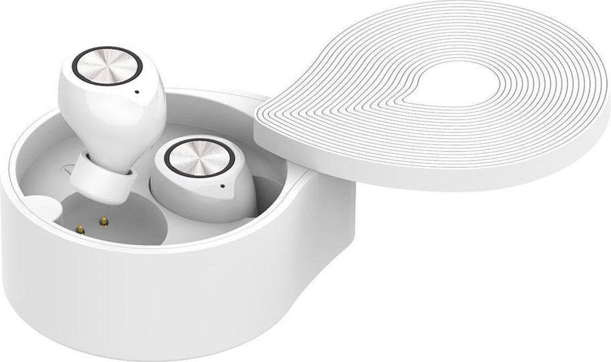 Adge - Volledig Draadloze Oordopjes Inclusief Oplaadcase - Wit - Draadloze oordopjes - Bluetooth oortjes - Geschikt voor alle bluetooth apparaten - draadloos opladen