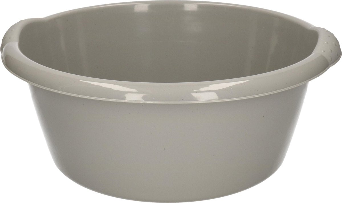 2x stuks grijze afwasbak/afwasteil rond 6 liter 32 cm - Afwassen - Schoonmaken
