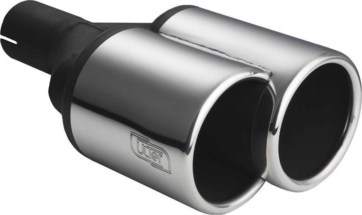 Ulter Sport Uitlaatsierstuk (links) - Dubbel Rond Ø100mm - Lengte 160/220mm - Montage ->50mm - RVS
