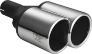 Ulter Sport Uitlaatsierstuk (links) - Dubbel Rond Ø100mm - Lengte 160/220mm - Montage ->50mm - RVS