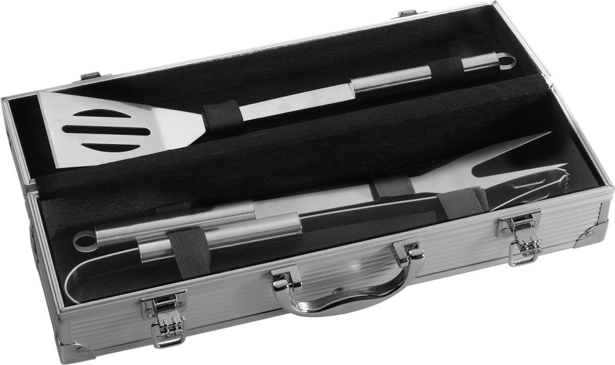 Bbq Accessoires set - 3 Delig - in Luxe Aluminium Koffer - Barbecue gereedschap - bbq Gerei