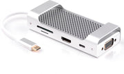 NÖRDIC DOCK-125 USB-C Dockingstation naar HDMI 4K 30Hz - 1xVGA - 3xUSB 3.1 - USB-C - 1xSD / TF kaartlezer - Zilver