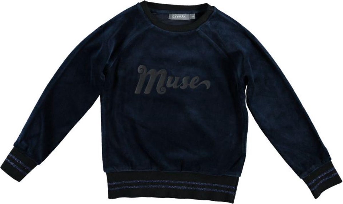 Geisha zachte blauwe velours meisjes sweater - Maat 128