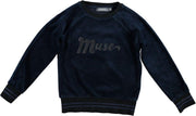 Geisha zachte blauwe velours meisjes sweater - Maat 128