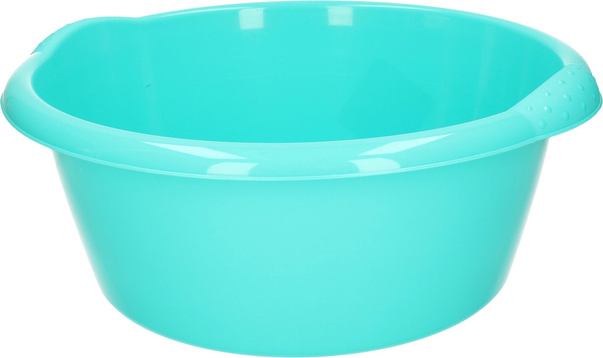 Ronde afwasteil/afwasbak turquoise groen 10 liter 38 x 16 cm - Florencia teilen - Kunststof/plastic schoonmaakemmer/sopemmer teil
