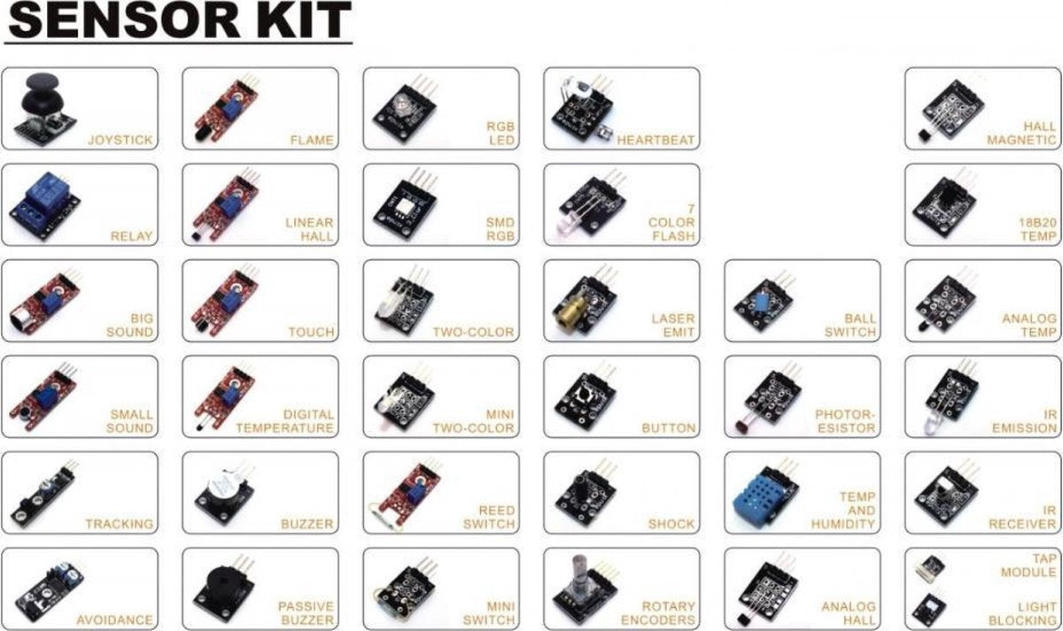 37 delig Sensor Kit compatible met ARDUINO