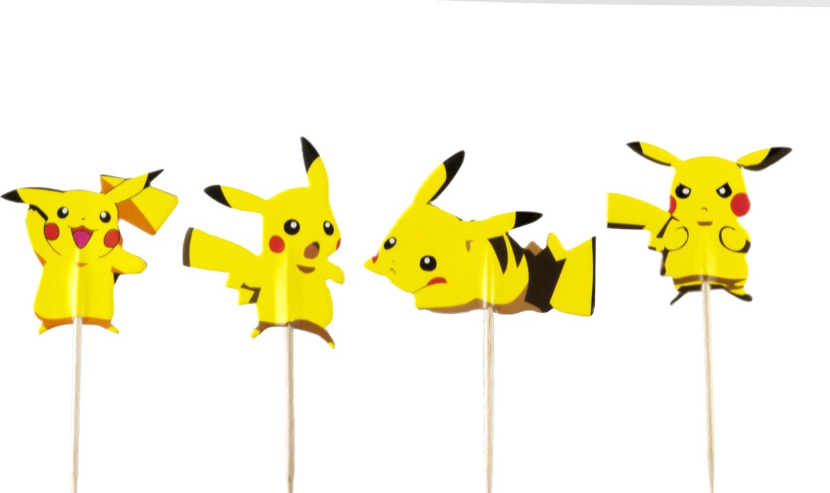Pokemon Pikachu | 24 stuks | cocktail prikker | cupcake decoratie | prikkers met versiering | taartversiering