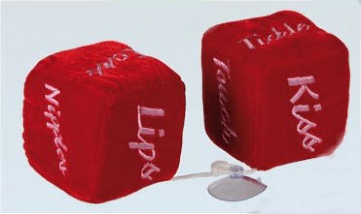 Autospiegel Dobbelstenen Tekst Hanger - Pluche Auto Spiegel Dobbelsteen - Rood - 8 cm