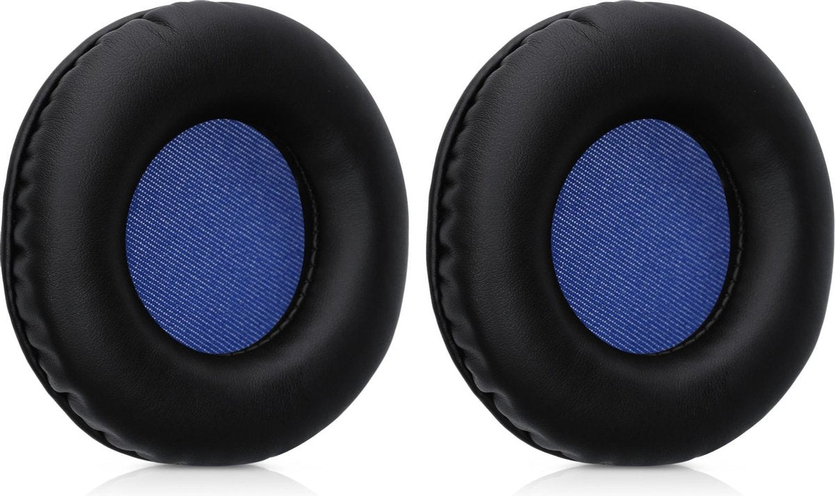 kwmobile 2x oorkussens voor Skullcandy Hesh 2.0 koptelefoons - imitatieleer - voor over-ear-koptelefoon - zwart / blauw