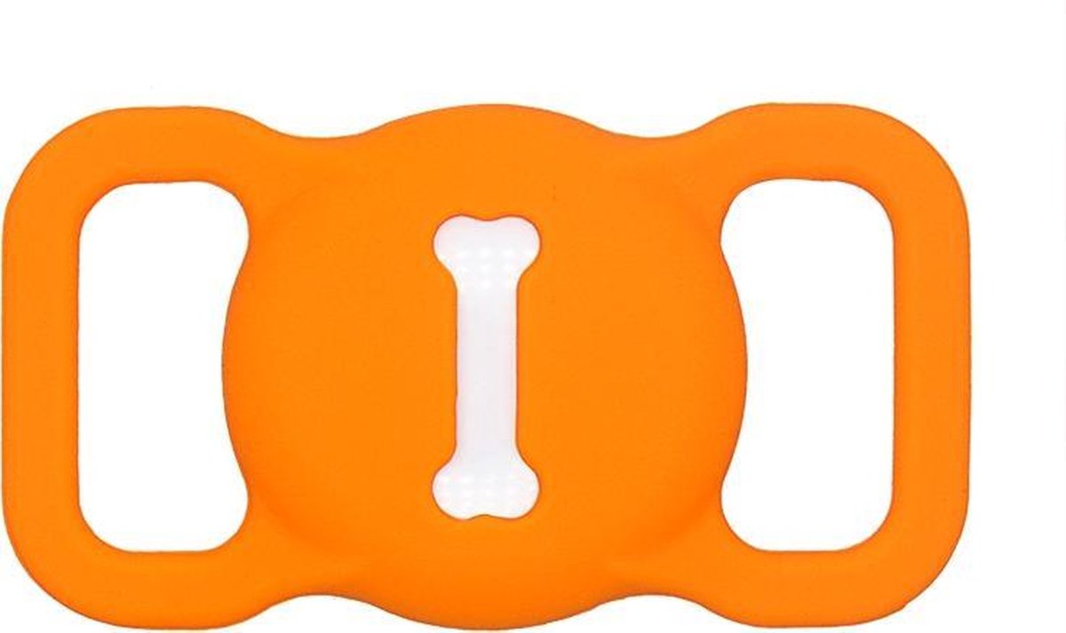 Airtag sleutelhanger hoesje voor hondenriem / kattenriem - Airtag hoesje voor halsband - Leuk design - Voor huisdieren - Makkelijk aan te brengen - Diervriendelijk - Oranje