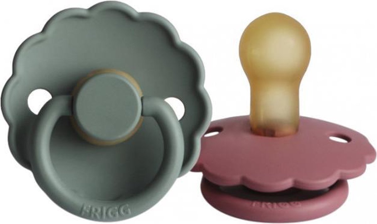 FRIGG Daisy Fopspeen Dusty Rose / Lily 6-18 Mnd 2 Stuks