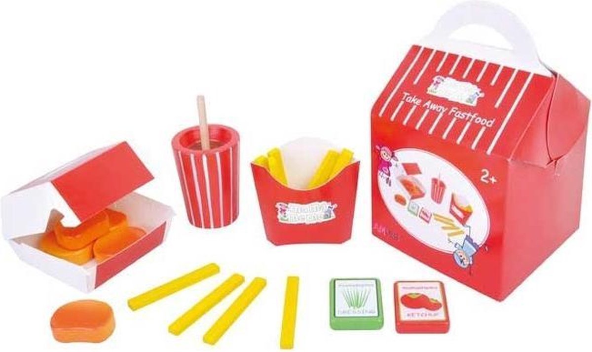 Mama Memo Speelgoedeten Fastfood Hout/karton 12-delig