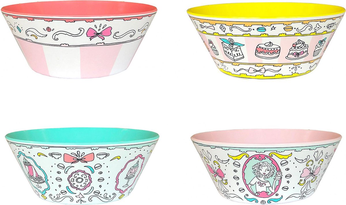 Jill - Set van 4 verschillende kommen 20 cm - Melamine