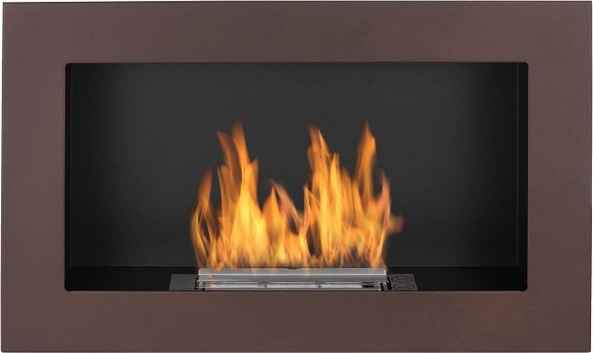 Bruine Sfeerhaard 65 x 40 CM Hangend of Inbouw Bioethanolhaarden.com