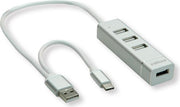 Roline USB-C/USB-A hub met 4 USB-A poorten - busgevoed - USB2.0 / zilver - 0