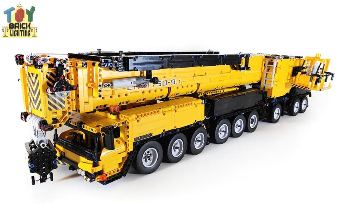 V2 LIEBHERR LTM 1750 - 9.1 GEEL Telekraan Hijskraan VERSION 2 - Technisch Bouwpakket van Toy Brick Lighting® - 7768 Bouwstenen Lego® Compatible