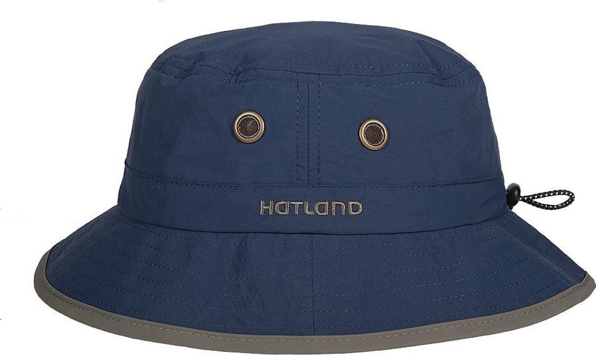 Hatland - UV Bucket hoed voor heren - Sal - anti-muggen - Leisteenblauw - maat L/XL (59CM)