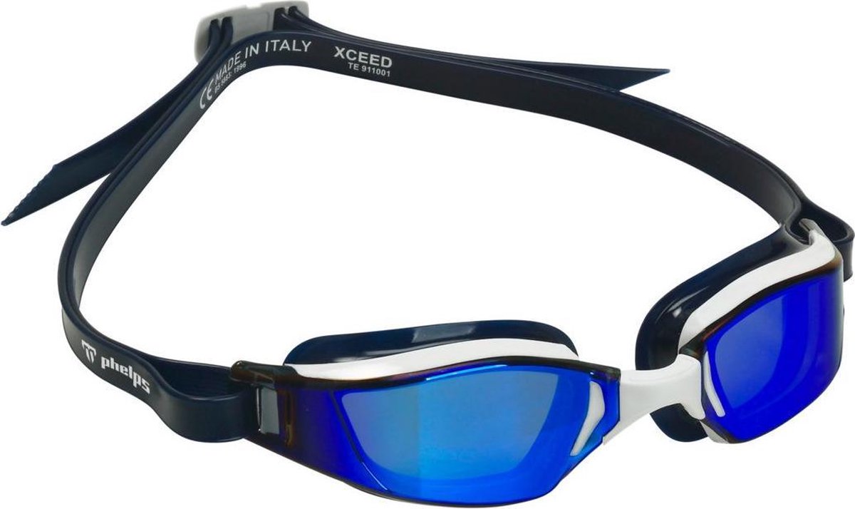 Phelps Xceed - Zwembril - Volwassenen - Mirrored Titanium Blue Lens - Wit/Zwart