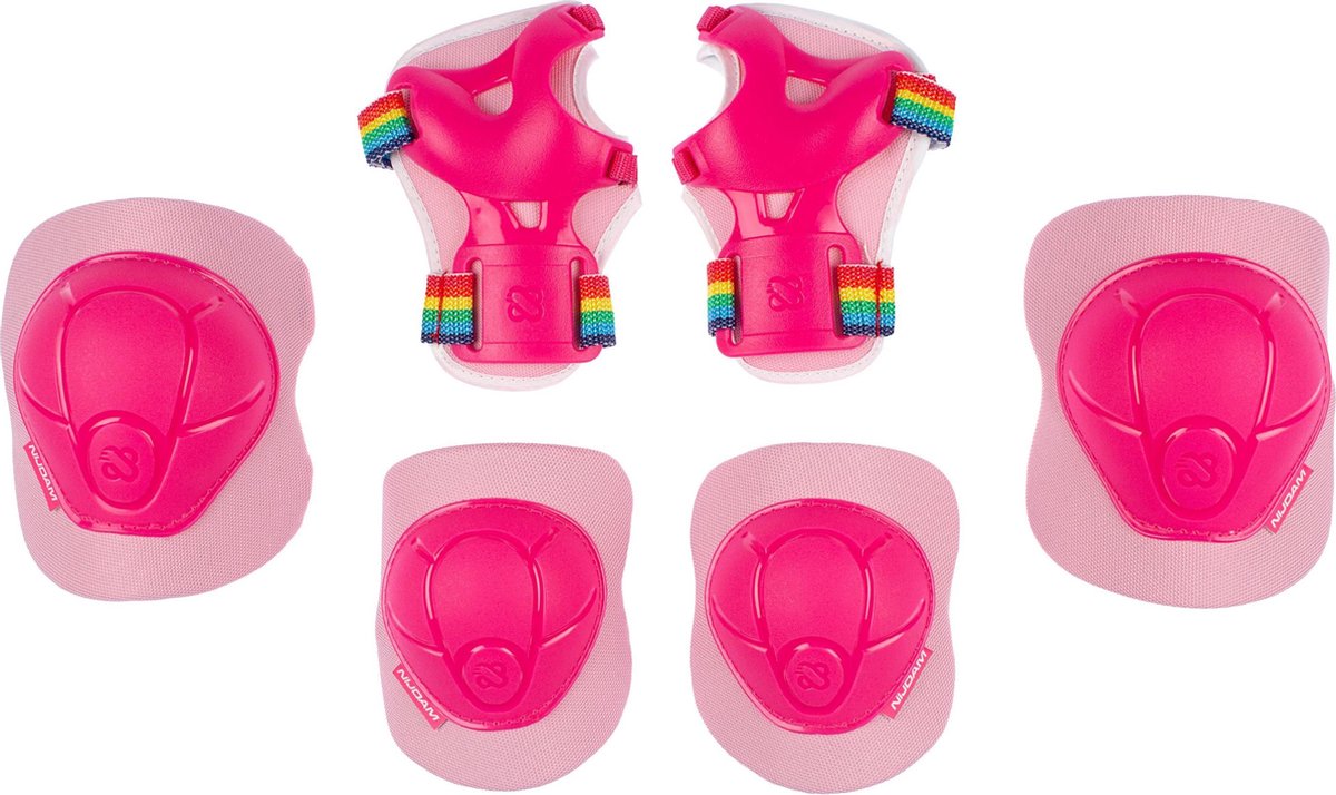 Nijdam Skate Beschermset - Pink Rainbows - Roze/Wit - S