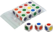 6 grote kleurendobbelstenen 30mm 6-zijdig wit