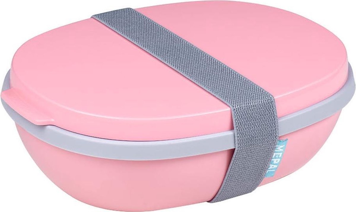 Mepal – Lunchbox Ellipse duo – Lunchbox voor volwassenen en saladebox to go– Nordic pink – Magnetronbestendig