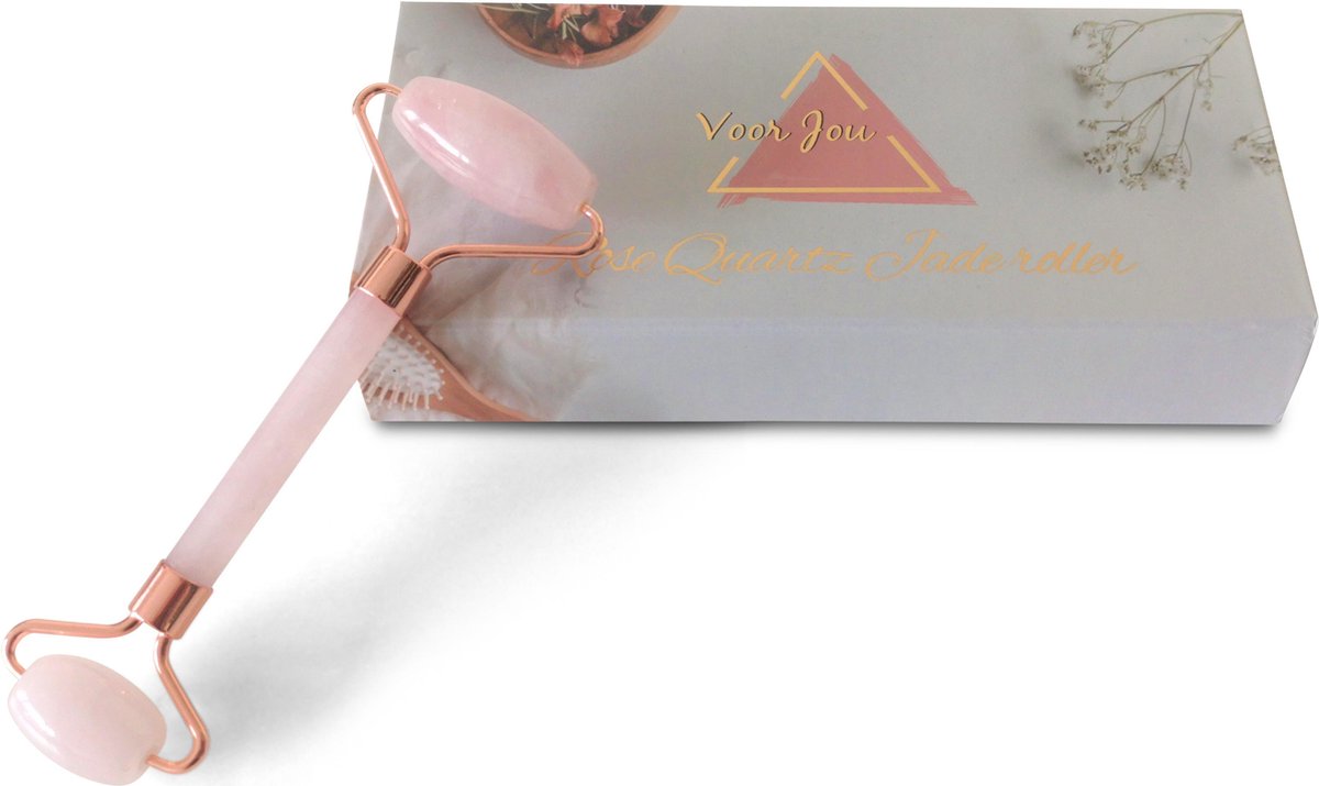 Voor Jou Rose Quartz Jade Roller Gezichtsmassage Roller - roze