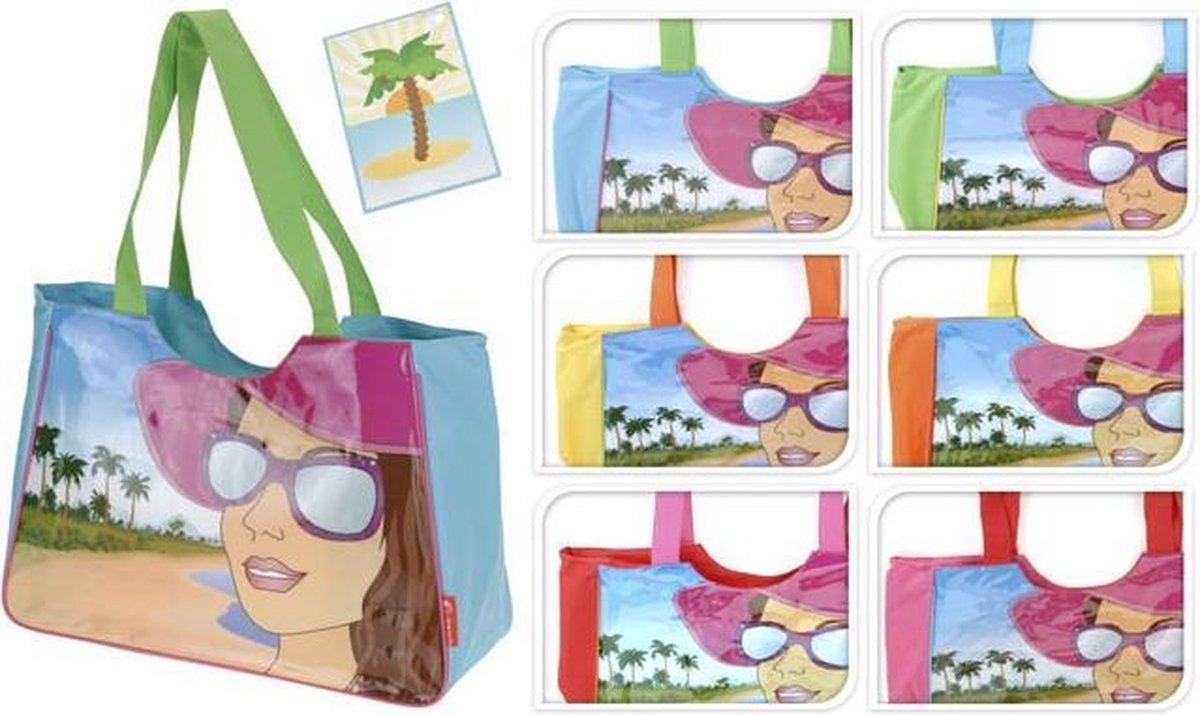 Strandtas met print gezicht rood