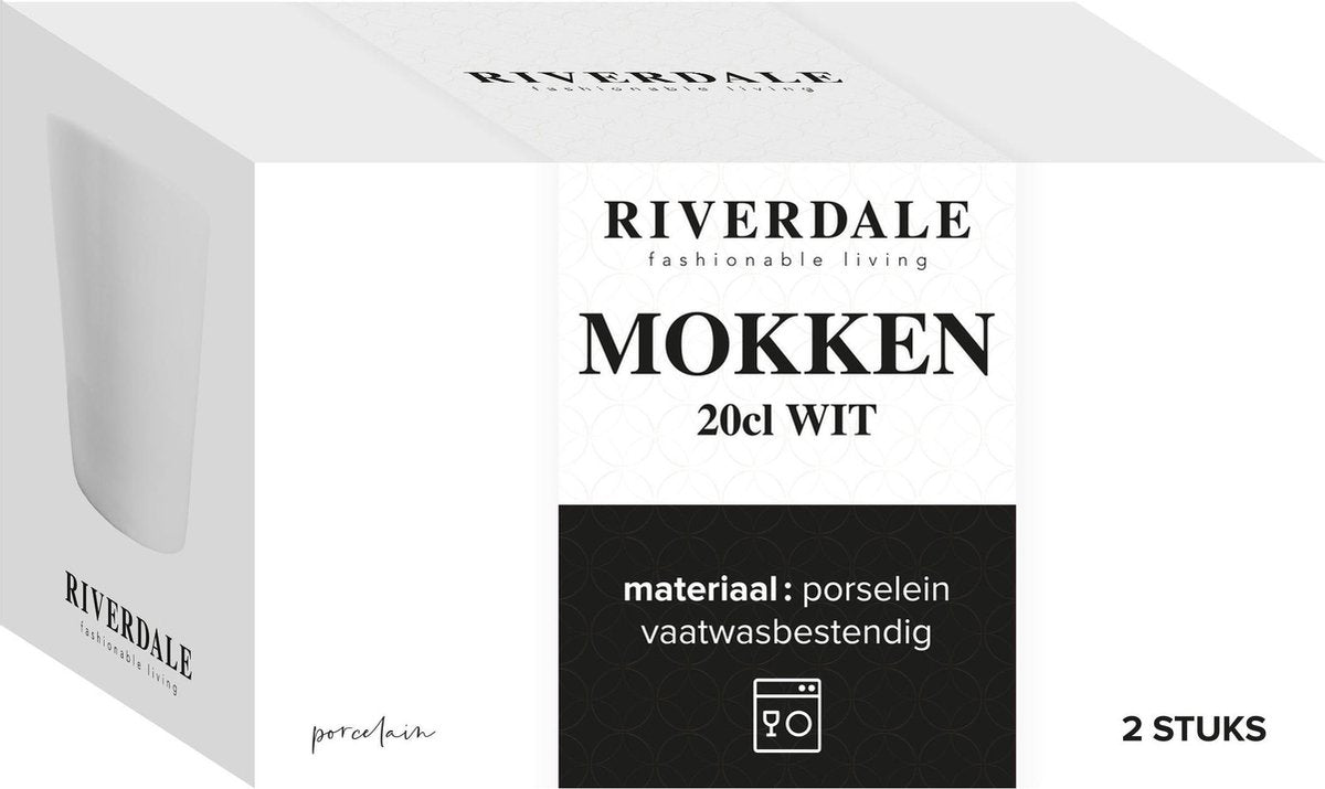 Riverdale Endless servies - koffiemok 20cl wit set 2 stuks