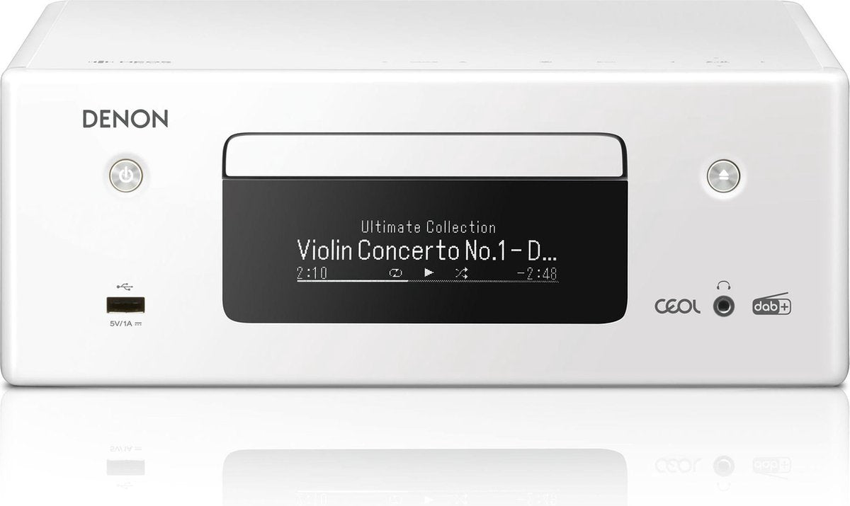 Denon RCD-N11DAB CD Receiver voor Stereo Set - DAB+ Radio - Bluetooth - HEOS Multiroom - Spraakbesturing - Wit