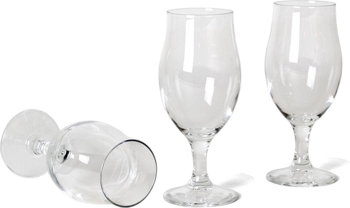 6x Stuks speciaalbier glazen set - 260 ml - tulpvormige bierglazen op voet