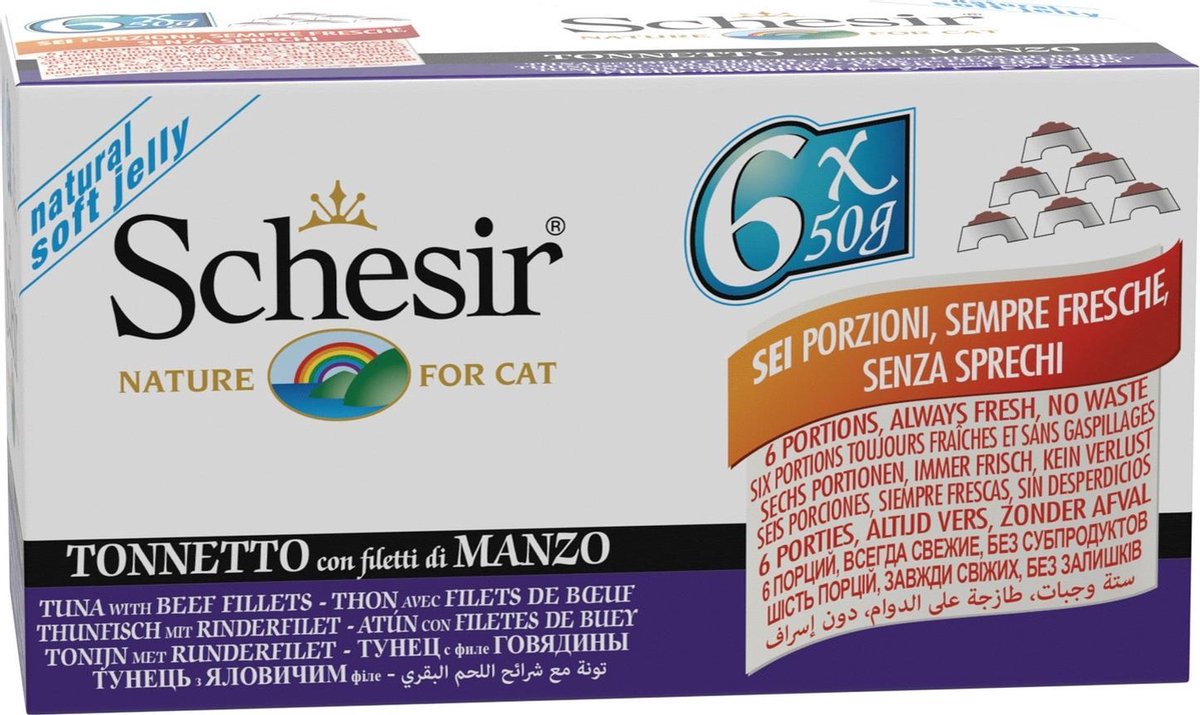 Schesir Kat Mp Blik 6x50 g Tonijn&Rundvlees