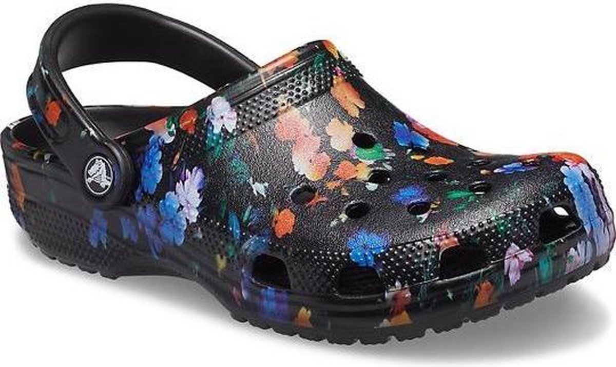 Crocs Classic Printed Floral Klomp Black