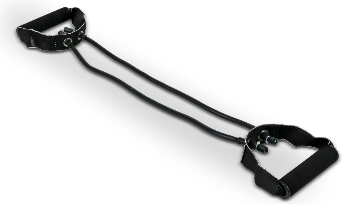 eSAM® Expander - Resistance Bands - Weerstandband - Fitness elastiek - Zwart - gemiddelde weerstand - Medium - met 2 tubes