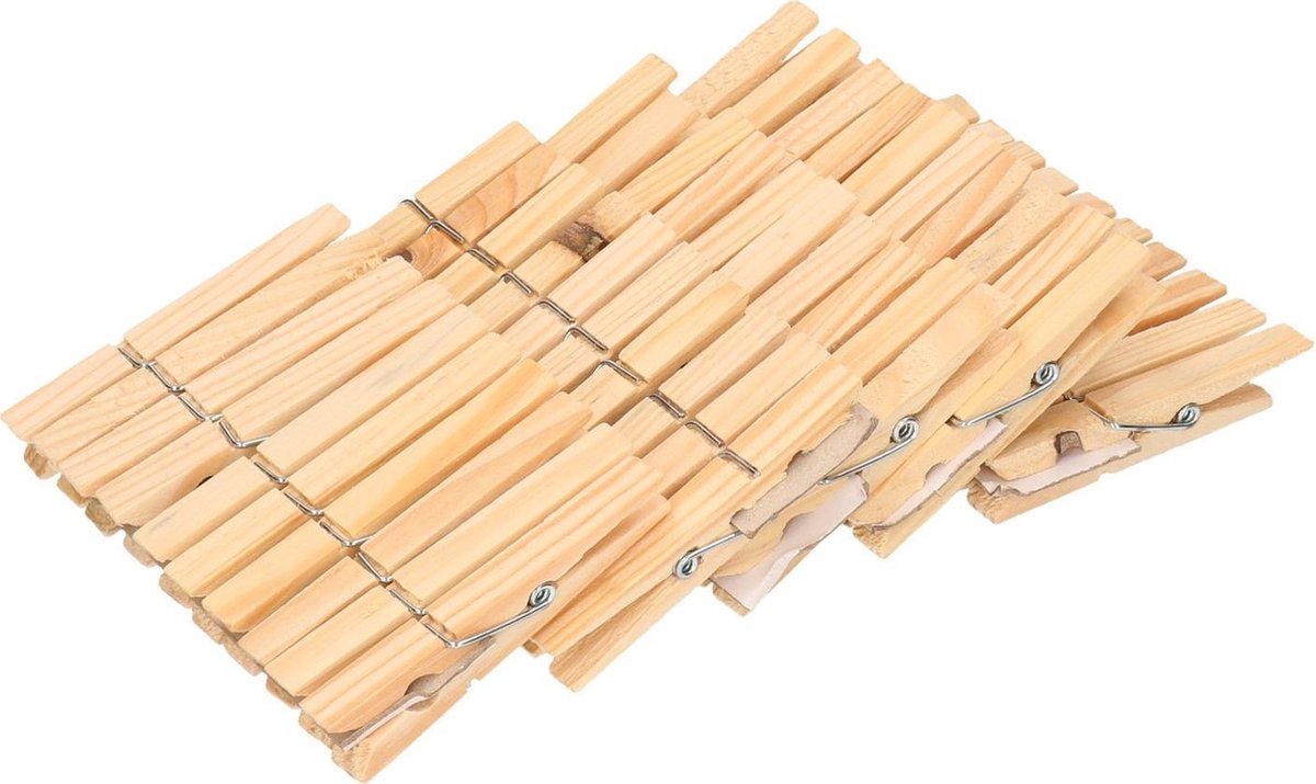 100x Houten wasknijpers 7