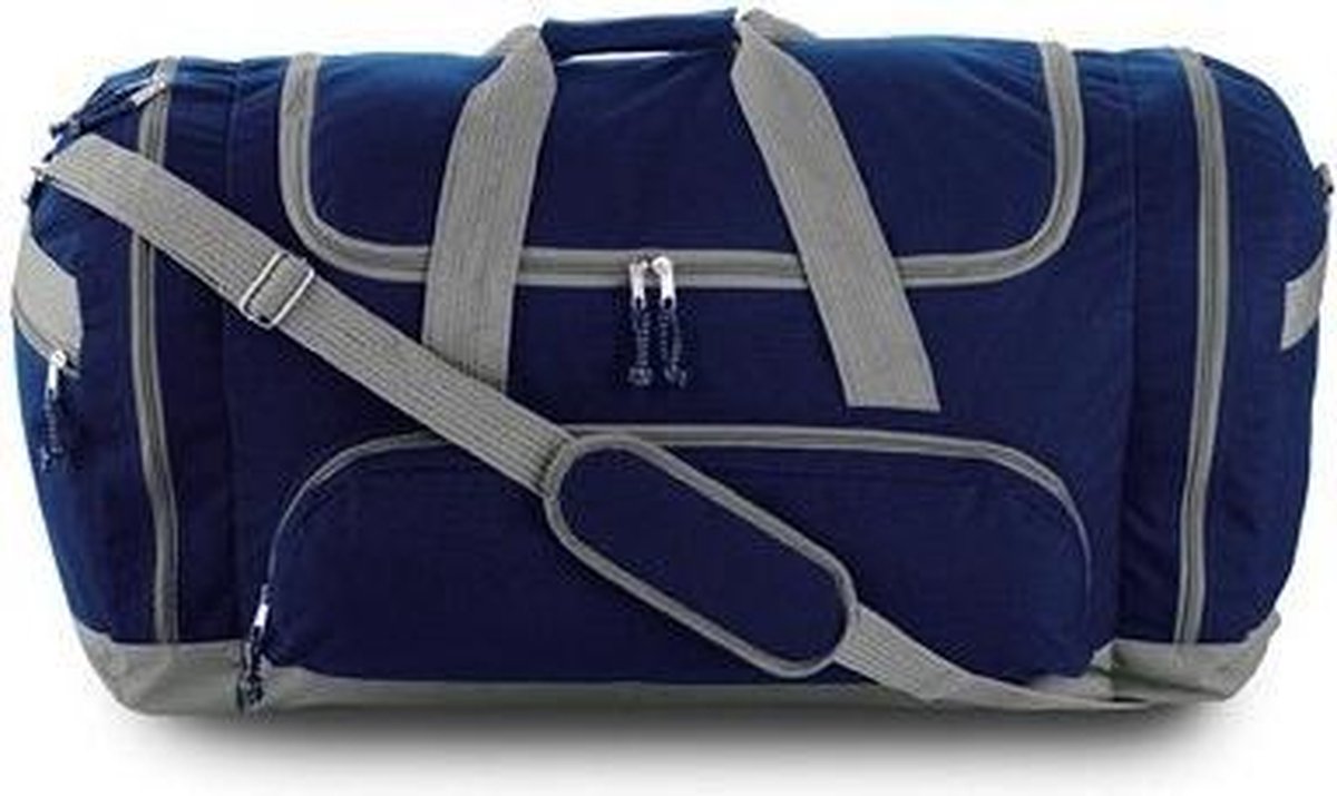Grote sporttas reistas blauw/grijs 69 cm