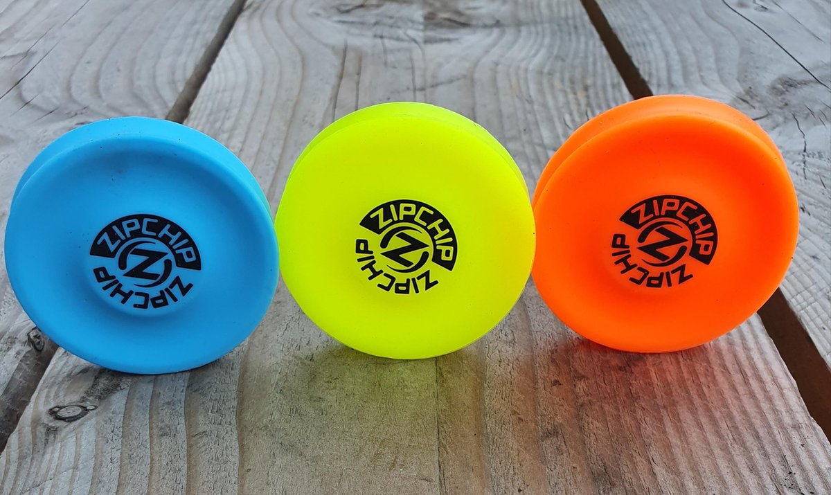 Zipchip set van 3  | Geel   oranje blauw | mini frisbee 6