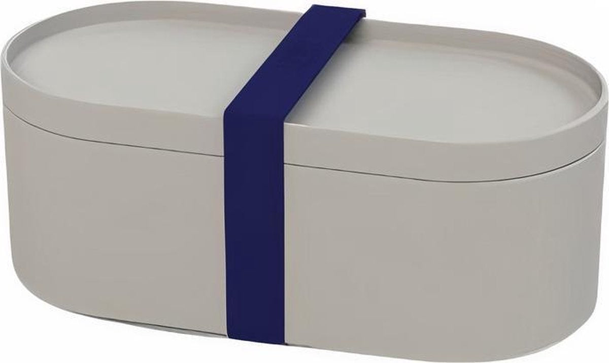 Lund Lunchbox 300 Ml Bamboe 22 X 11 X 9 Cm Ovaal Grijs/blauw