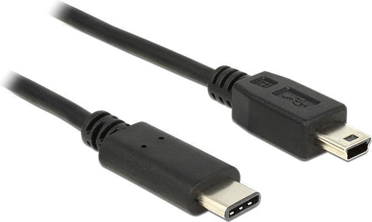 Transmedia USB Mini B naar USB-C kabel - USB2.0 - tot 3A / zwart - 1