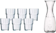 Glazen karaf van 0.5 liter met 6x stuks drinkglazen/waterglazen 200 ml