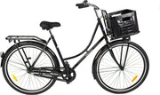 Wheelerz omafiets classic 26 inch zwart | inclusief voordrager & krat