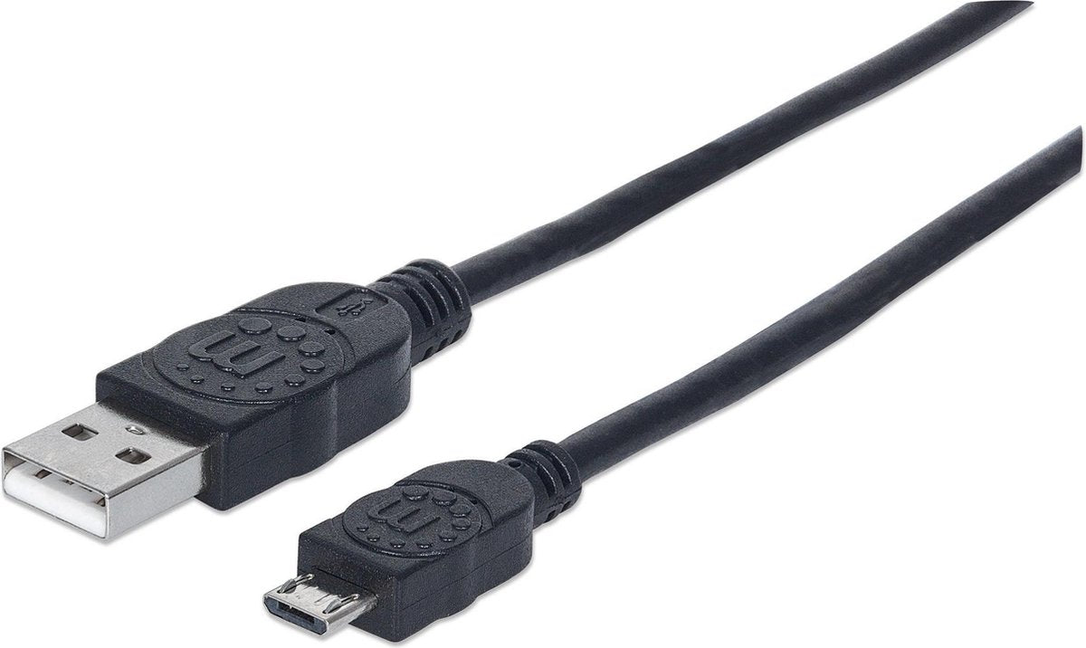 Manhattan 3m USB cable USB-kabel USB 2.0 USB A Micro-USB B Zwart
