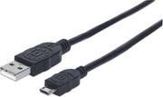 Manhattan 3m USB cable USB-kabel USB 2.0 USB A Micro-USB B Zwart