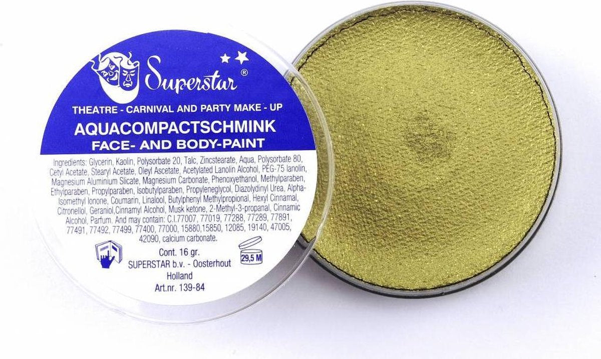 Aqua facepaint 45gr goud met glitter