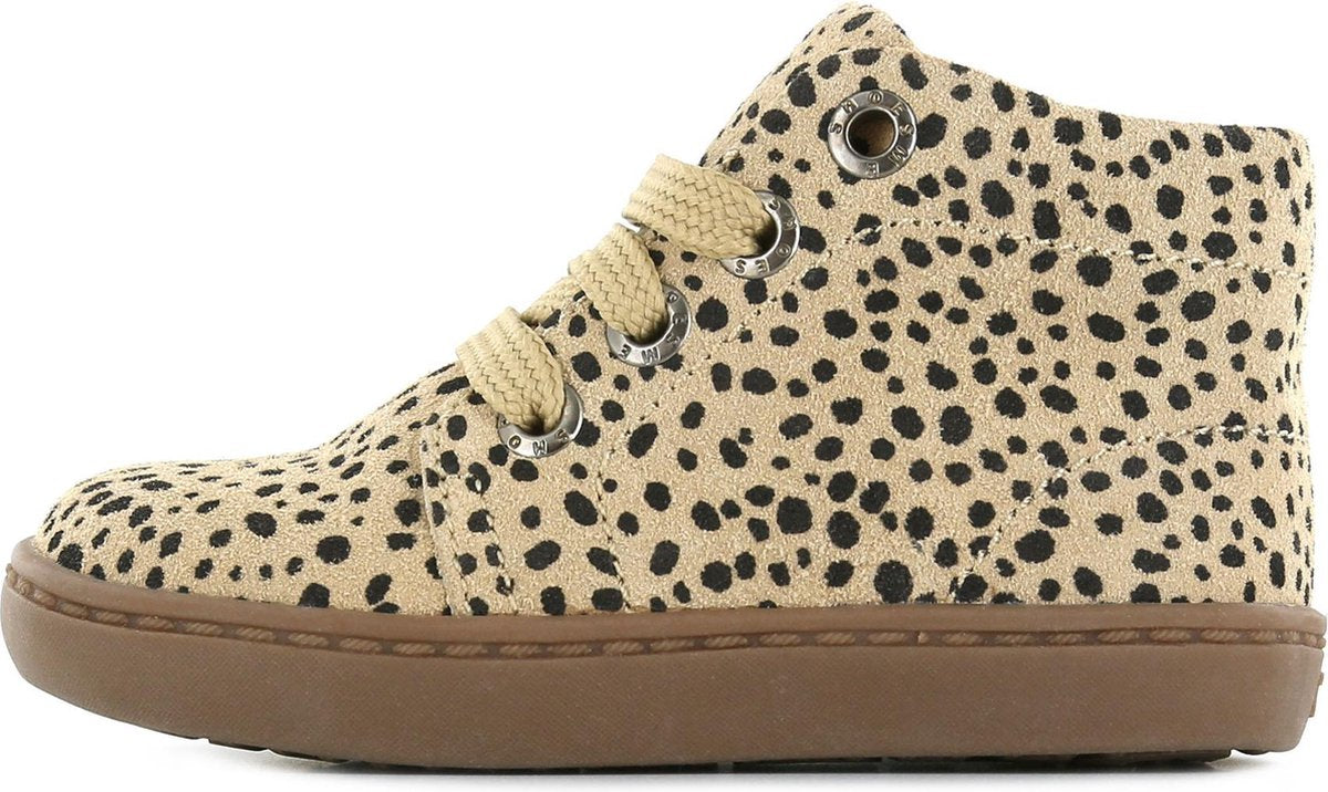 Shoesme beige half hoge bootie met zwarte dots