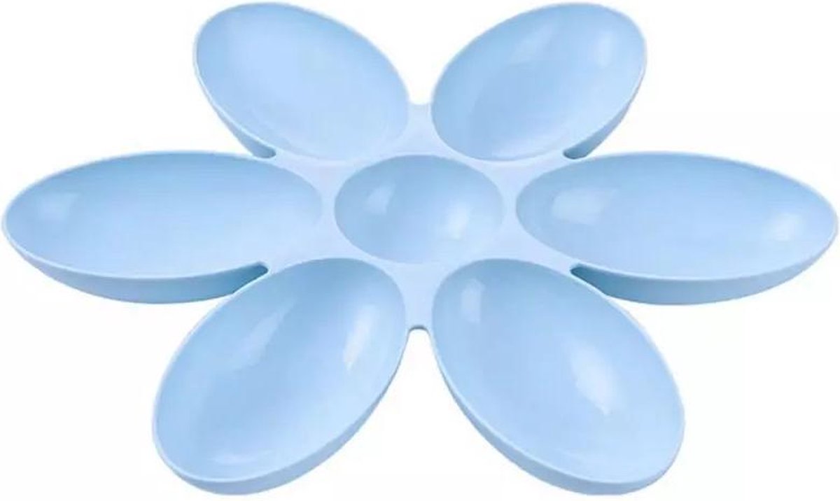 Puppy/kitten voerschaal - Met 6 bakjes voor nest puppy's of kittens - Blauw
