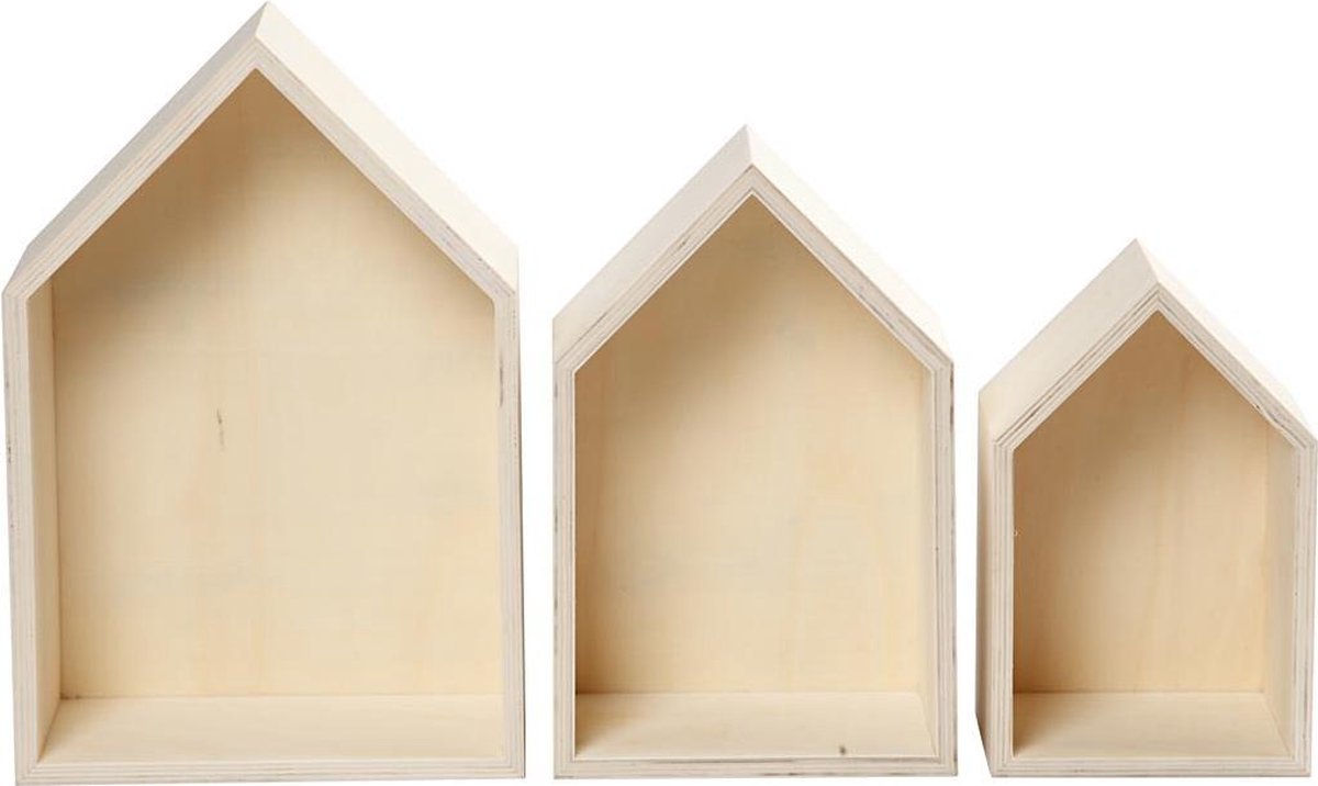 Storage Boxes. H: 20.3+25.3+31 cm. depth 10 cm. W: 13+16.2+20 cm. plywood. 3 pc. 1 set