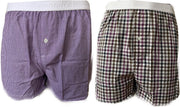 Embrator 2-stuks mannen Boxershorts geweven katoen wit/paars/zwart XL