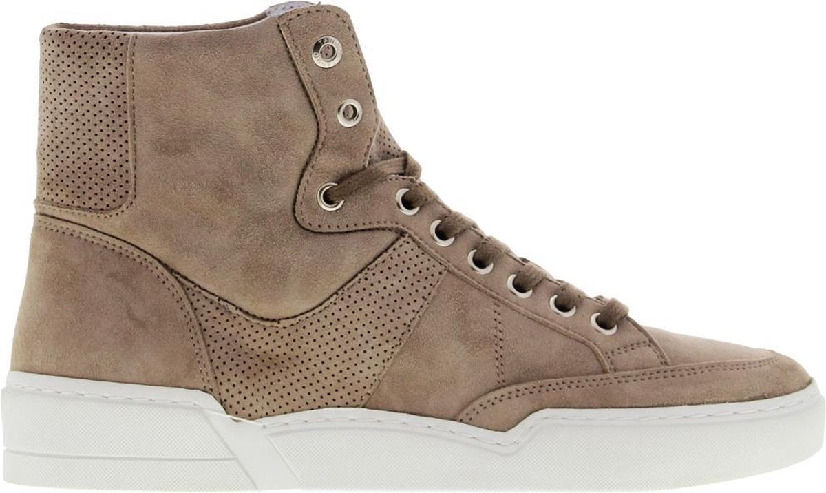 Tango | Brooke 8-i taupe kid suede high sneaker - white sole | Maat: 38