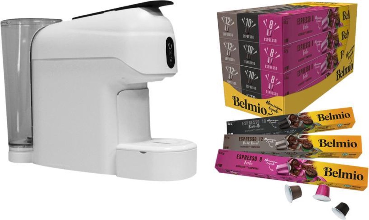 ACTIE - Belmio Espresso Voordeel Pakket - Wit - Machine + 120 Capsules